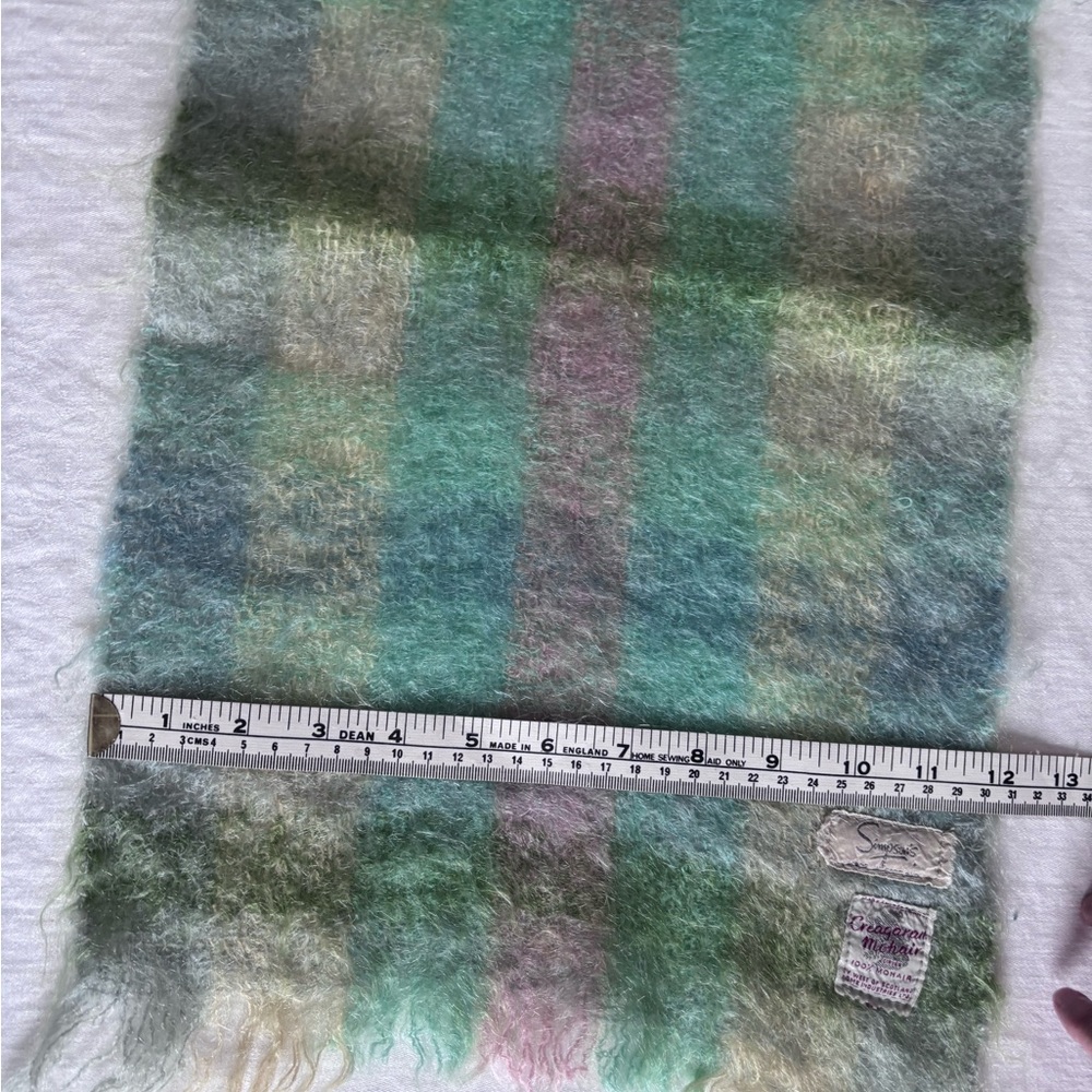 Vintage Simpsons Creagaran Mill 100% Mohair From Scotland Multicolour 46”x11” - Picture 7 of 10